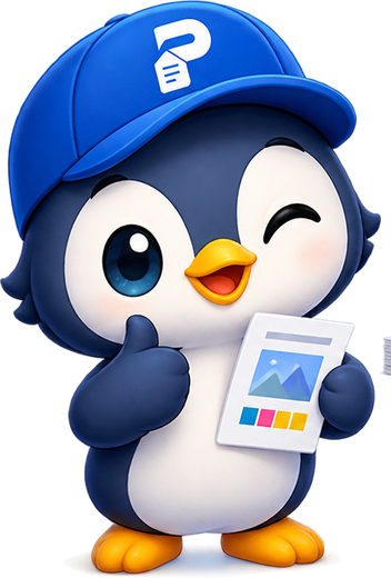 PrintWise penguin mascot